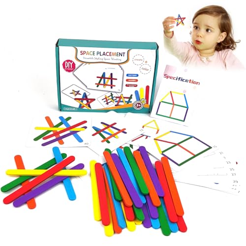 Jastown Rainbow Stick Puzzle Spiel,Montessori Spielzeug ab 3 4 5 6 Jahre,Tangram Kinder,Sensorische Feinmotorik Konzentrationsspiele Lernspiele ab 4 5 6 Jahre,Steckspiel Holzpuzzle Kinder von Jastown