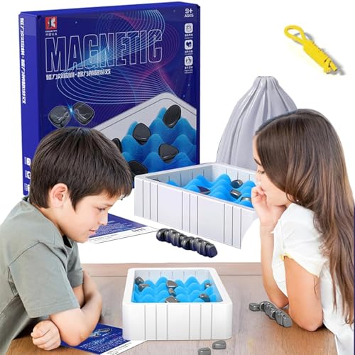 Magnetic Chess Game Tragbares Schachbrett für Familientreffen Magnetisches Stein-Brettspiel Kampfschach Partyzubehör Tisch-Magnetspiel Reisen Schach Magnetisch für Kinder und Erwachsene von Jastown