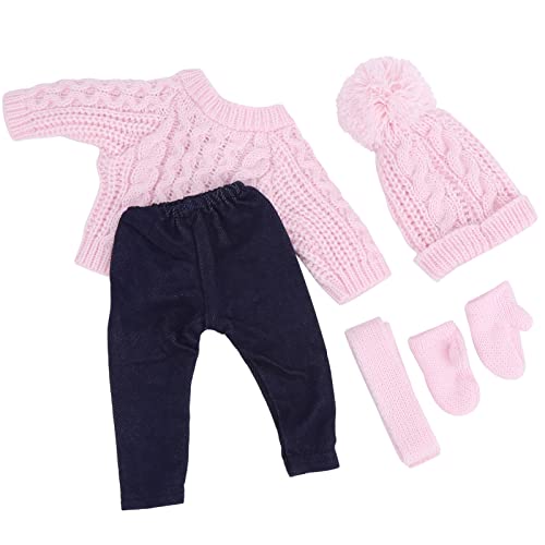 Jauarta Puppenkleidung, Pullover, Hosen, Mützen, Schal, Handschuhe, Puppenzubehör für 18-Zoll-Babypuppen (Q18-786 Hellrosa Pullover 43 cm große Saphirpuppe) von Jauarta