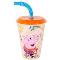 Peppa Wutz Trinkbecher mit Deckel und Trinkhalm, 430ml von Javoli