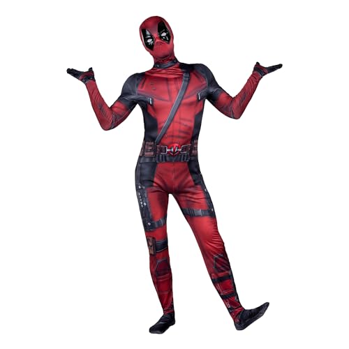 Marvel Deadpool Offizielles Deluxe-Zentai-Halloween-Kostüm für Erwachsene, Stretch-Spandex mit Handgelenkschlitzen, Größe S von Jazwares Costume Play