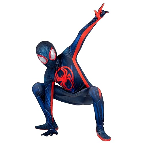 Marvel Miles Morales Spider-Man Offizielles Zentai-Kostüm für Jugendliche, Stretch-Spandex mit versteckten Reißverschlüssen, Handgelenkschlitzen, Größe XL, mehrfarbig von Jazwares Costume Play