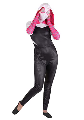 Marvel Spider-Gwen Offizielles Halloween-Kostüm für Erwachsene, hochwertiger Overall mit Kapuze und Stoffmaske zum Überziehen, Größe M von Jazwares Costume Play