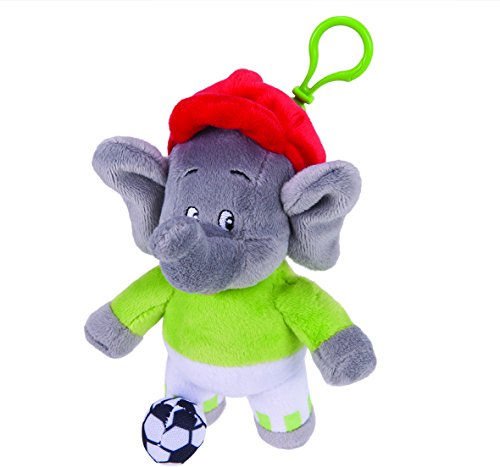 Benjamin Blümchen Kuscheltier Fußballspieler mit Sound und Anhänger 10832, weiche Plüschfigur mit original Stimme und praktischen Clip, ca. 15 cm groß von Jazwares von Jazwares