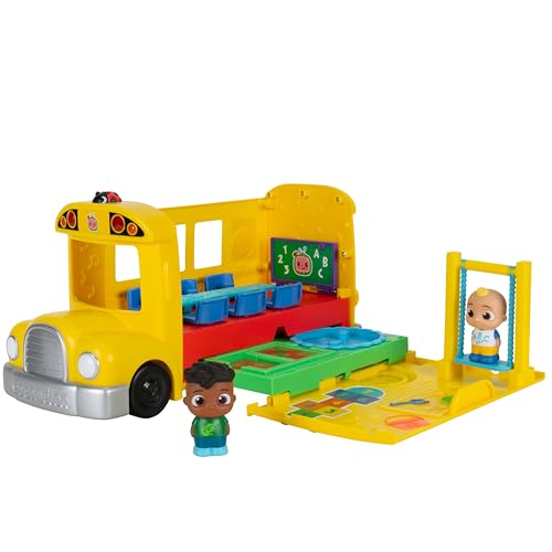 CoComelon Transforming School Time Bus - Lichter und Geräusche - 3 Lieblingslieder - 6 Spielbereiche - Abnehmbare JJ und Cody Figuren - Spielzeug für Kinder und Vorschüler von Jazwares