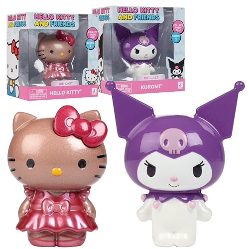 Hello Kitty and Friends 5,1 cm Die-Cast Figure 2-Pack Series 1 - Hello Kitty & Kuromi - Officially Licensed Sanrio - Mini Toy Figures - Valentine's Day & Easter Basket Stuffer Gift for Kids, Girls von Jazwares