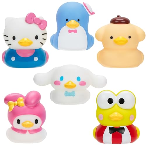 Hello Kitty and Friends Duckz 6er-Pack Gummiente Wasserspielzeug für Bad & Pool, 7,6 cm – Offiziell lizenziertes Sanrio-Spielzeug – Hello Kitty, Keroppi, Pompompurin, My Melody, Cinnamoroll, Smoking – von Jazwares