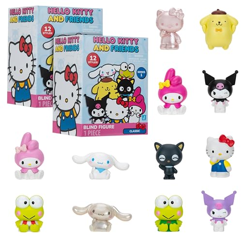 Hello Kitty and Friends Mystery Blind Box, 2er-Pack – Serie 1 – Sammelfigur Sanrio Mini 5,1 cm – Mystery Toy – Stile können variieren – Weihnachtsstrumpffüller, Geschenk für Kinder, Mädchen und Jungen von Jazwares