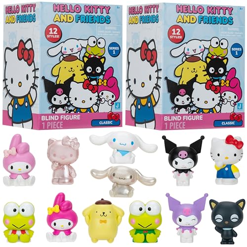 Hello Kitty and Friends Mystery Blind Box, 2er-Pack – Serie 1 – Sammelfigur Sanrio Mini 5,1 cm Figur Mystery Toy – Stile variieren – Valentinstag & Ostern Korb Stuffer Geschenk für Kinder, Mädchen, von Jazwares