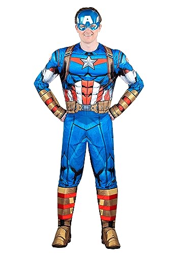 Jazwares Marvel Captain America Kostüm für Erwachsene, Blau, 2 Stück von Jazwares