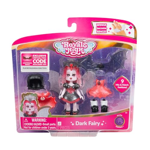 Royale High 7,6 cm Dark Fairy Fashion Doll - 1 Figur mit 9 Modeaccessoires - Virtueller Artikelcode enthalten - Serie 1 - ab 5 Jahren von Jazwares