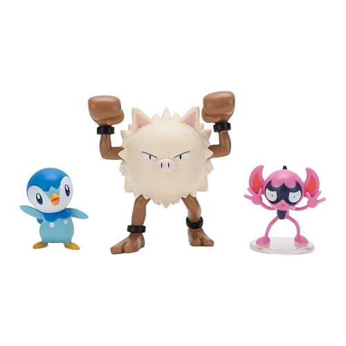 Pokémon PKW4088 - Battle Figure Set - Bähmon, Plinfa, Rasaff, offizielles Figuren Set von Jazwares