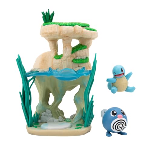 Pokémon Select Environment Seelandschaft - 15 cm großes Multi-Level-Set mit Zwei 5 cm großen Battle Figuren von Jazwares