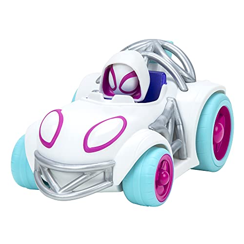 Spidey and his Amazing Friends SNF0016 Gewebtes Wheelie Rückzug-Fahrzeug – mit eingebautem Spidey-Superhelden – Spielzeug mit Ihren freundlichen Nachbarschaftsspiden, pink/weiß Spidey and his Amazing Friends SNF0016 Gewebtes Wheelie Rückzug-Fahrzeug – mit eingebautem Spidey-Superhelden – Spielzeug mit Ihren freundlichen Nachbarschaftsspiden, pink/weiß von Jazwares