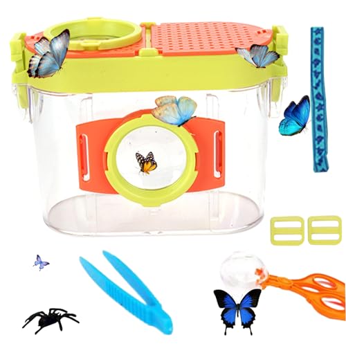 Jcasbdn Bug Catcher Kit für Kids Educational Butterfly Kit mit Vergrößerung von Glas Pinzetten Bug Collector Bug Model Schultergurt im Freien für Kinder von Jcasbdn