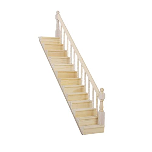 Jcasbdn Chic Dollhouse Möbel Holztreppe Stringer Stufe Ersatz vormontiert 45-Grad Hang Mini-Holztreppe von Jcasbdn