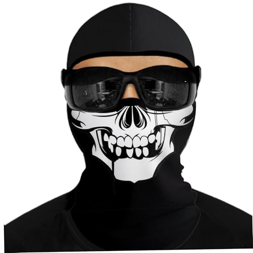 Jcasbdn Schädelmaske, Sonnenschutz Vollkopf -Geistermaske, hochelastische Spandex -Skelettmaske, gruselige Ghostface -Maske für Motorradfahrrad -Skateboard -Wanderschnee -Schneemobil -Snowboardstil 1 von Jcasbdn