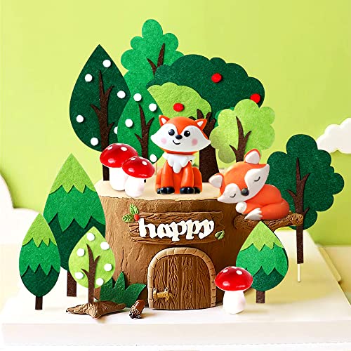 JeVenis Woodland Geburtstag Deko Tortenaufleger Waldtiere Tortendeko Waldtiere Geburtstag Wald Tiere Kuchen Toppers (color1) von JeVenis