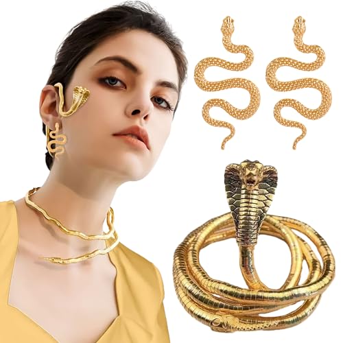 JeVenis 3 PCS Medusa Haarreif Medusa Kostüm Snake Choker Medusa Necklace Snake Earrings Medusa Costume von JeVenis