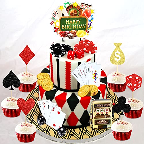 JeVenis Casino Kuchendekorationen Poker Kuchen Dekorationen Las Vegas Kuchen Dekorationen Würfel Poker Kuchen Dekoration Casino Partyzubehör Casino Gastgeschenke Poker Partyzubehör von JeVenis