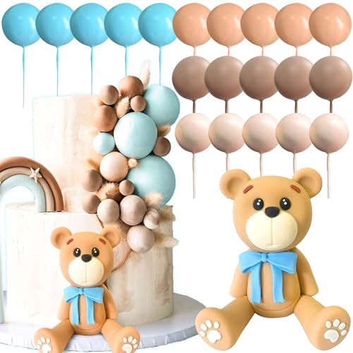 JeVenis Blau Teddybär Tortendeko Tortendeko Taufe Junge Tortendeko Mädchen 1 Jahr Blau Tortendeko Teddybär Kuchen Dekoration für Hochzeit Geburtstag Party von JeVenis