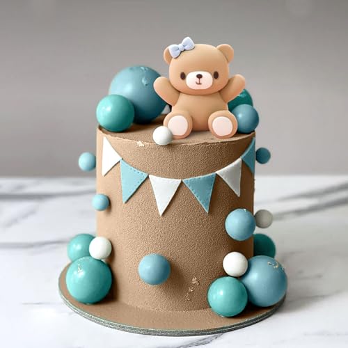 JeVenis Blauer Bär Tortendeko Blau Gold Kugeln Cake Topper Bären Kuchen Kuchendeko Baby Shower Geburtstag Kuchendeko von JeVenis