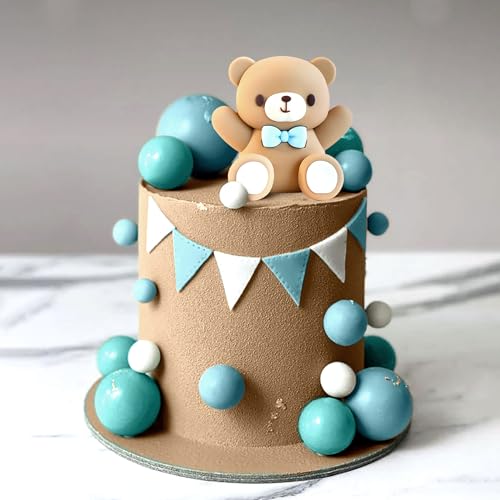 JeVenis Blauer Bär Tortendeko Blau Gold Kugeln Cake Topper Bären Kuchen Kuchendeko Baby Shower Geburtstag Kuchendeko von JeVenis