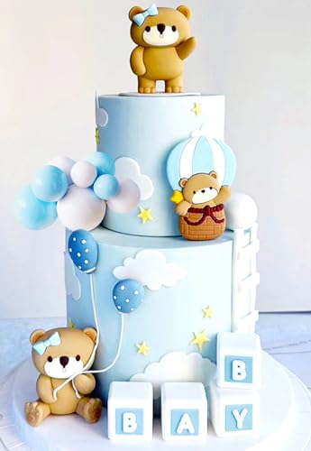 JeVenis Blau Teddybär Kuchen Dekoration Teddybär Kuchen Topper Geschlecht Enthüllen Kuchen Dekoration Bär BabyDusche Party Supplies Teddybär Dekoration von JeVenis