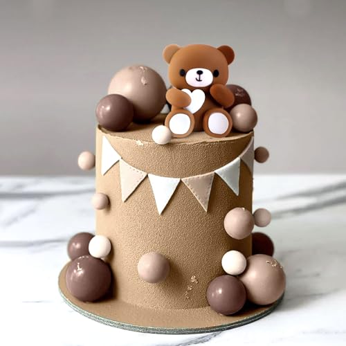 JeVenis Braune Teddybär Bär Kuchendekoration Braune Kugeln Kuchentopper Boho Bären Kuchendekoration Baby Shower Geburtstag Kuchendekoration von JeVenis