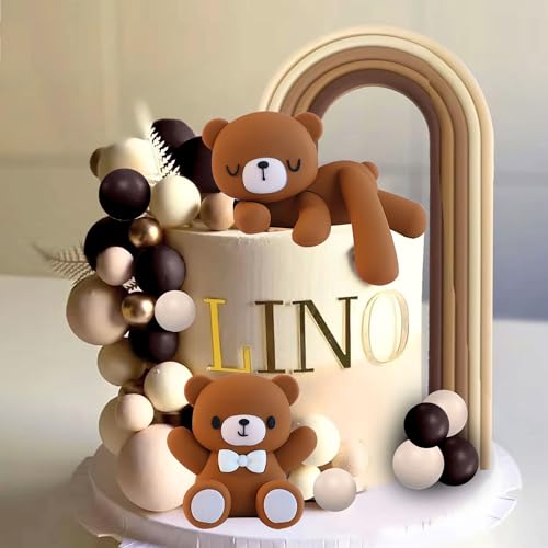 JeVenis Braun Teddybär Kuchen Topper Teddybär Kuchen Dekoration Babydusche Kuchen Dekoration Bär Babyparty Supplies Geschlecht Enthüllen Kuchen Dekoration von JeVenis