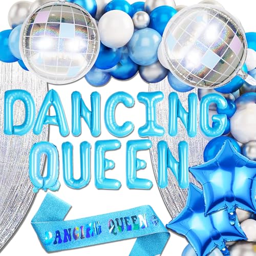 JeVenis Dancing Queen Luftballons Banner Dancing Queen Bachelorette Party Dekoration Mamma Mia Party Dekoration Disco Party Deko 70er Jahre Dekoration von JeVenis