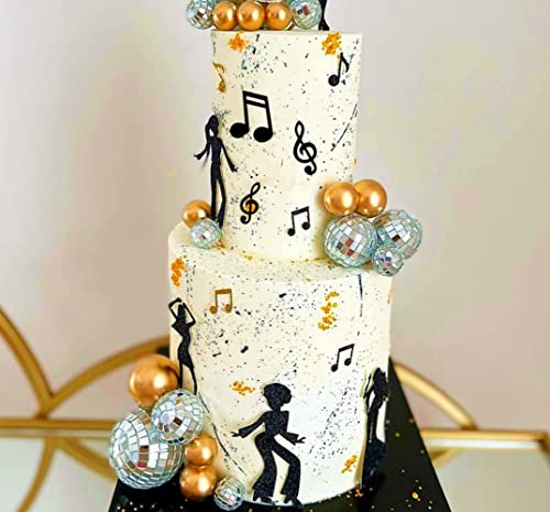 JeVenis Disco Partyzubehör Discokugel Kuchendekoration Tanzende Menschen Kuchendekoration Musik Kuchendekoration Disco Party Favors Disco Night Cake Toppers von JeVenis