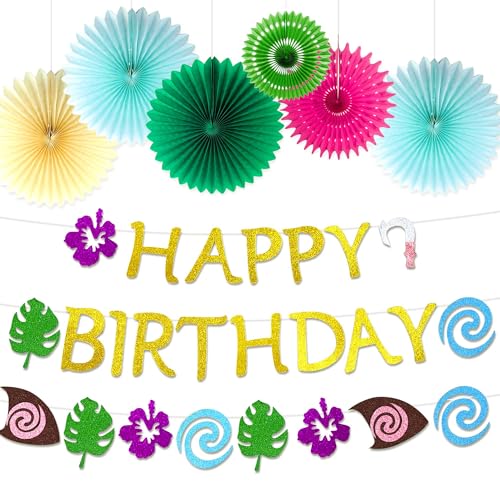 JeVenis Glitzerndes Moana Geburtstag Banner Moana Geburtstag Party Dekoration für tropische Luau Sommerparty JeVenis Glitzerndes Moana Geburtstag Banner Moana Geburtstag Party Dekoration für tropische Luau Sommerparty von JeVenis