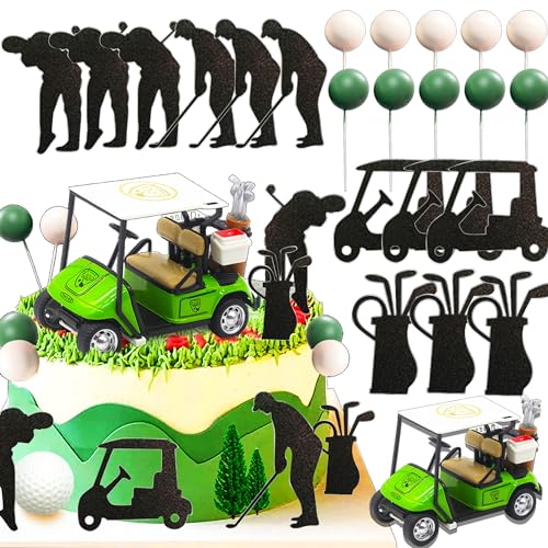 JeVenis Grüne Bälle Tortendeko Golf Kuchendekoration für den Figur Golf Thematische Tortendekorationen Golf Party Zubehör Miniatur Golf Geburtstag Dekoration von JeVenis