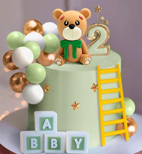 JeVenis Grüner Bär Tortendeko Baby Bär Tortendeko Bären Cake Topper Baby Shower Geburtstag Kuchen Dekoration von JeVenis