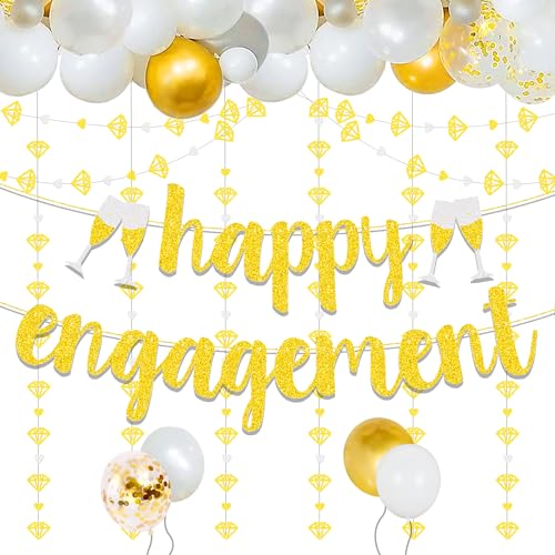 JeVenis Happy Engagement Dekorationen Engaged Balloons She Said Yes Dekorationen Bride To Be Party Dekoration Ballon Banner Girlande Bride To Be Schärpe Brautdusche Verlobungsfeier von JeVenis