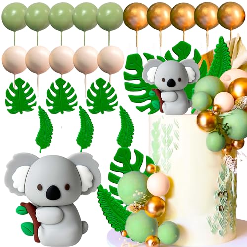 JeVenis Jungle Baby Shower Cake Decoration Koala Cake Topper Safari Animals Cake Decoration Wild One Cake Decoration Two Wild Cake Topper Jungle Safari Animals Party Supplies von JeVenis