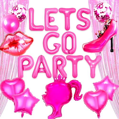 JeVenis Let's Go Party Dekoration Hot Pink Girl Party Dekoration Geburtstagsballon Partyballon von JeVenis