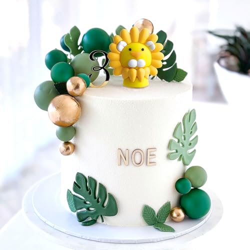 JeVenis Löwe Cake Topper Löwe Geburtstag Dekorationen Safari Tier Kuchen Topper Safari Cake Topper Wild One Cake Topper Dschungel Baby Shower Cake Topper Safari Baby Shower Cake Dekorationen von JeVenis