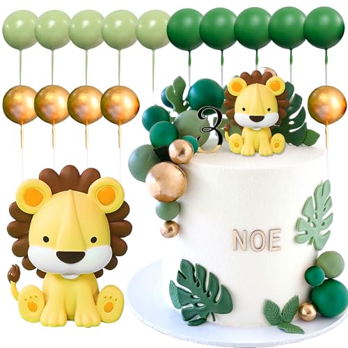 JeVenis Löwe Cake Topper Löwe Geburtstag Dekorationen Safari Tier Kuchen Topper Safari Cake Topper Wild One Cake Topper Dschungel Baby Shower Cake Topper Safari Baby Shower Cake Dekorationen von JeVenis