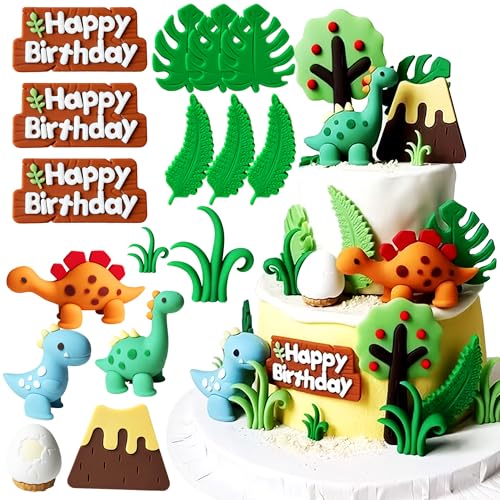 JeVenis Luxury Dinosaurier Kuchendekoration Dino Tortendeko Cake Toppers Dinosaurier Themen Kuchen Dekoration Kinder BabyParty Dinosaurier Geburtstag von JeVenis