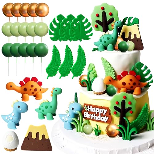 JeVenis Luxury Dinosaurier Kuchendekoration Dino Tortendeko Cake Toppers Kinder Babyparty Dinosaurier Geburtstag Dinosaurier Themen Kuchen Dekoration von JeVenis