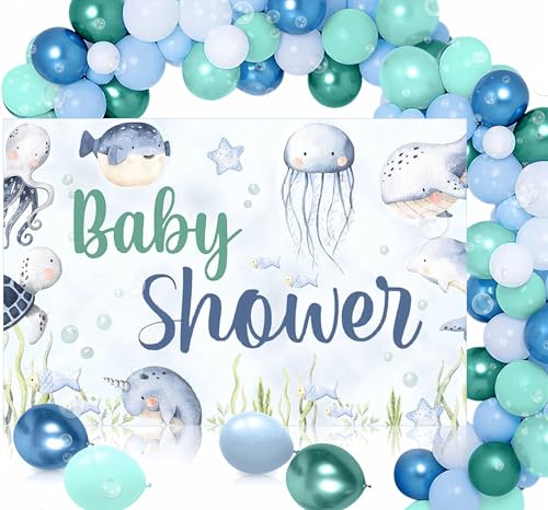 JeVenis Ocean Welcome Baby Luftballons Girlande Unter dem Meer Babyparty Dekorationen Ozeantiere Babyparty Banner Meerestiere Meerjungfrau Party Dekorationen Partyzubehör von JeVenis