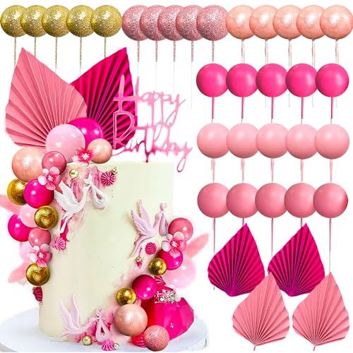 JeVenis Pink Balls Tortendeko Rosa Cake Kuchen Dekoration Disco Party Kindergeburtstag Disco Kuchen von JeVenis