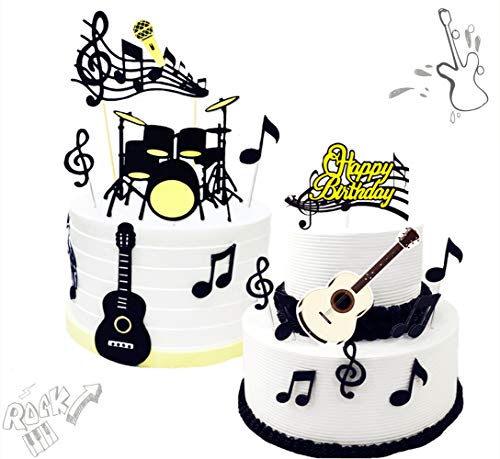 JeVenis Rockstar Cupcake Topper Musiknoten Cupcake Toppers Gitarrenkuchen Topper für Musiker Party BabyShower von JeVenis