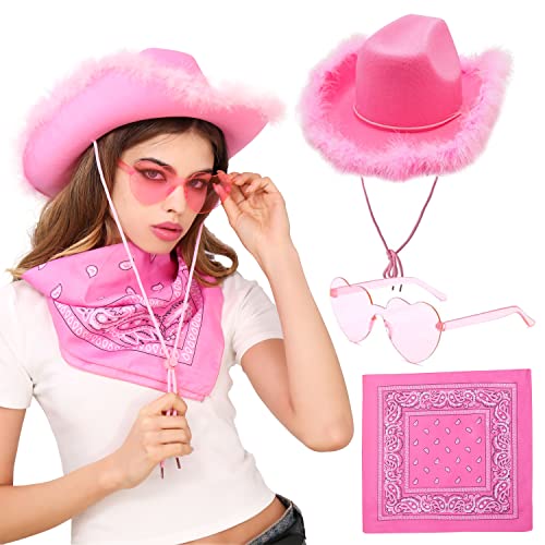 JeVenis Cowgirl Hut Cowboy Hut Damen Partybrille Accessoires Cowgril Hut für Erwachsene Rodeo Reiter Wilder Westen Kostü Karneval Mottoparty von JeVenis