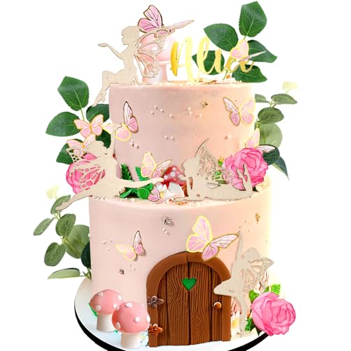 JeVenis Rosa Fee Kuchen Dekoration Pilz Kuchen Dekoration Fee Kuchen Dekoration Garten Fee Kuchen Dekoration Fairy Party Supplies Fairy Party Favors von JeVenis