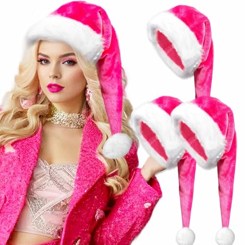 JeVenis Rosa Weihnachtsmannmütze Niedliche lange Weihnachtsmannmütze für Frauen Niedliche Weihnachtsmützen Weihnachten Party Supplies Weihnachtsfeier Kostüm Cosplay von JeVenis