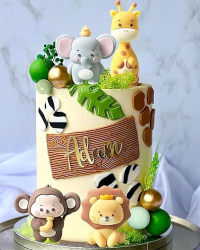 JeVenis Safari Dusche Cake Topper Sage Green Tortendeko Dschungel Geburtstag Deko Dschungel Themed Tortendeko für Geburtstag Party von JeVenis