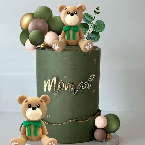 JeVenis Sage Green Baby Dusche Kuchen Dekoration Teddybär Kuchen Topper Geschlecht Enthüllen Kuchen Dekoration Bär Baby Dusche Party Supplies Teddybär Dekoration von JeVenis